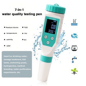 7IN 1 Water Quality Tester, Water Quality Measuring Instrument, PH/EC/TDS/FAC/ORP/Temp/RH IP67 Waterproof